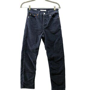 Levi's Wedgie Straight Corduroy Jeans Womens 24 Blue Button Fly 5 Pocket